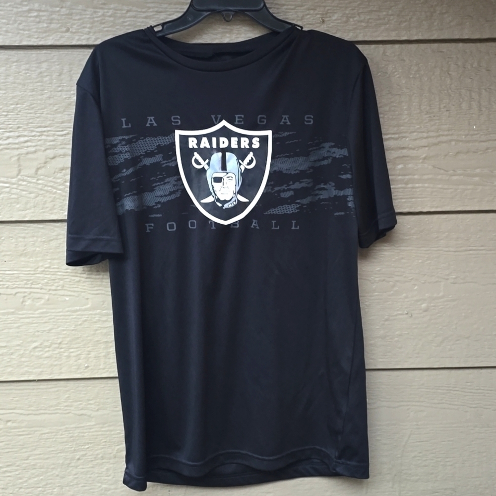 NFL APPAREL Men's Las Vegas Raiders Black Midnight Mascot Logo T-Shirt L tagless